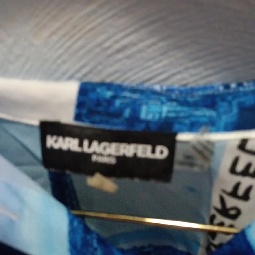 Karl Lagerfeld White and Blue Paris Print Shirt